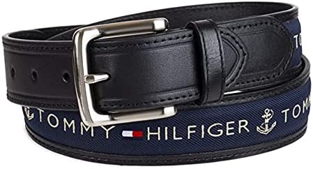 Tommy Hilfiger Mens Fabric Inlay Casual Belt With Classic Harness Buckle