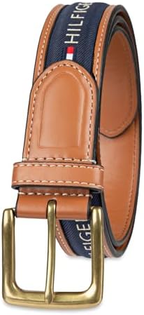 Tommy Hilfiger Mens Fabric Inlay Casual Belt With Classic Harness Buckle