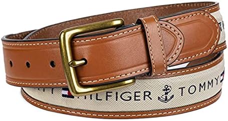 Tommy Hilfiger Mens Fabric Inlay Casual Belt With Classic Harness Buckle