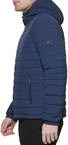 Tommy Hilfiger Mens Stretch Poly Hooded Packable Jacket
