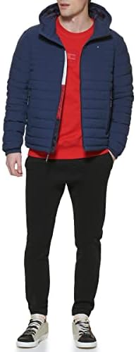 Tommy Hilfiger Mens Stretch Poly Hooded Packable Jacket