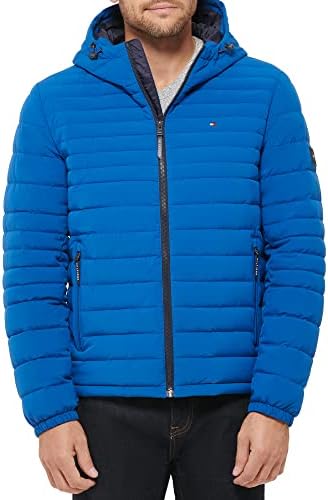 Tommy Hilfiger Mens Stretch Poly Hooded Packable Jacket