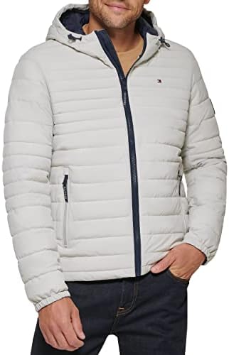 Tommy Hilfiger Mens Stretch Poly Hooded Packable Jacket