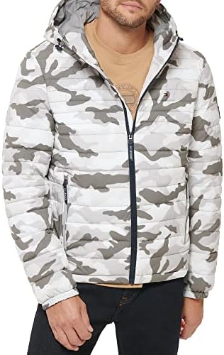 Tommy Hilfiger Mens Stretch Poly Hooded Packable Jacket