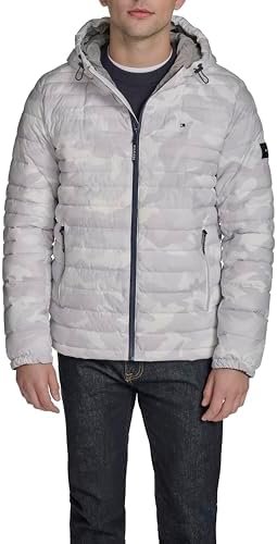 Tommy Hilfiger Mens Stretch Poly Hooded Packable Jacket