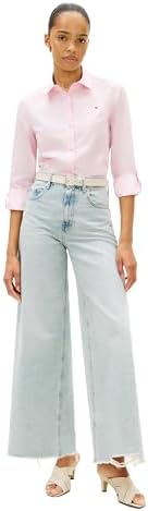 Tommy Hilfiger Womens Cotton Poplin Long Sleeve Button Down Shirt in Regular Fit with Roll Up Sleeve