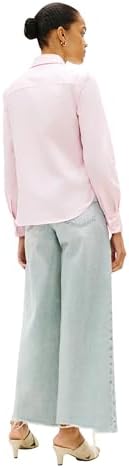 Tommy Hilfiger Womens Cotton Poplin Long Sleeve Button Down Shirt in Regular Fit with Roll Up Sleeve