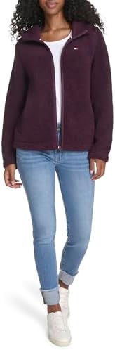 Tommy Hilfiger womens Zipper Hoodie Sherpa Fuzzy Jacket