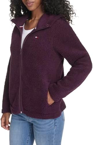 Tommy Hilfiger womens Zipper Hoodie Sherpa Fuzzy Jacket