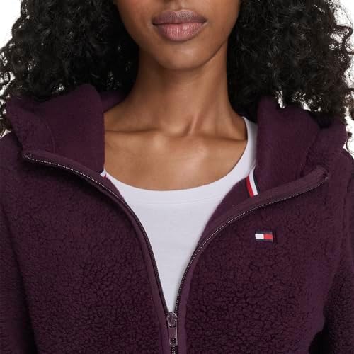 Tommy Hilfiger womens Zipper Hoodie Sherpa Fuzzy Jacket