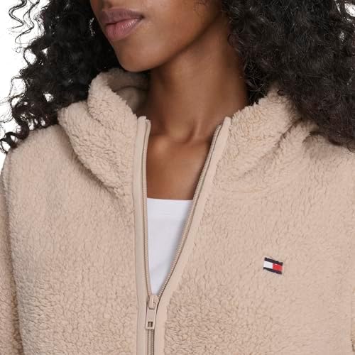 Tommy Hilfiger womens Zipper Hoodie Sherpa Fuzzy Jacket