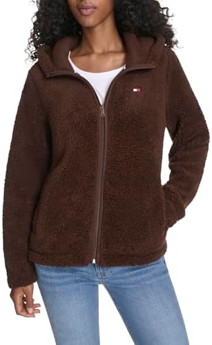 Tommy Hilfiger womens Zipper Hoodie Sherpa Fuzzy Jacket