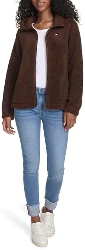 Tommy Hilfiger womens Zipper Hoodie Sherpa Fuzzy Jacket