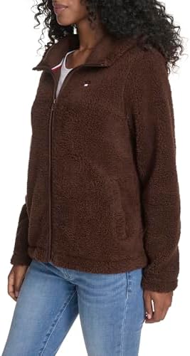 Tommy Hilfiger womens Zipper Hoodie Sherpa Fuzzy Jacket