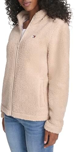 Tommy Hilfiger womens Zipper Hoodie Sherpa Fuzzy Jacket