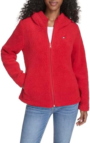 Tommy Hilfiger womens Zipper Hoodie Sherpa Fuzzy Jacket