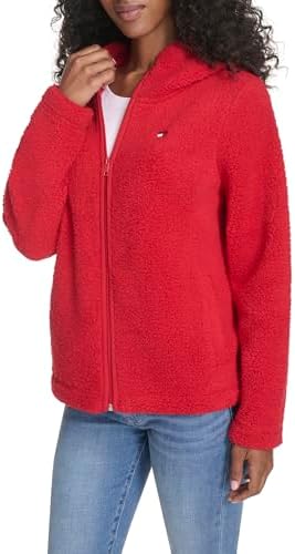 Tommy Hilfiger womens Zipper Hoodie Sherpa Fuzzy Jacket