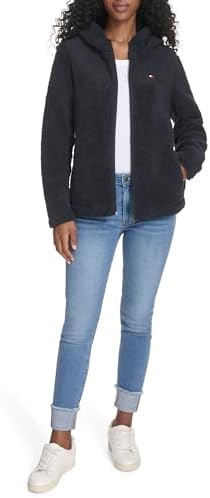 Tommy Hilfiger womens Zipper Hoodie Sherpa Fuzzy Jacket