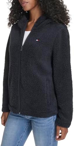 Tommy Hilfiger womens Zipper Hoodie Sherpa Fuzzy Jacket