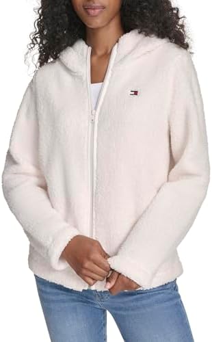 Tommy Hilfiger womens Zipper Hoodie Sherpa Fuzzy Jacket