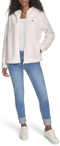 Tommy Hilfiger womens Zipper Hoodie Sherpa Fuzzy Jacket