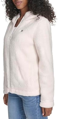 Tommy Hilfiger womens Zipper Hoodie Sherpa Fuzzy Jacket