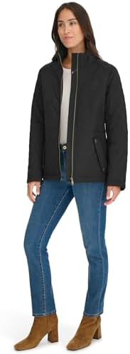 Tommy Hilfiger womens Brass Hardware Transitional Barn Jacket Quilted Coat