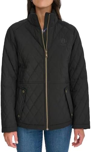 Tommy Hilfiger womens Brass Hardware Transitional Barn Jacket Quilted Coat