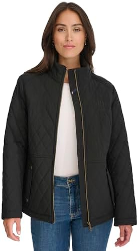 Tommy Hilfiger womens Brass Hardware Transitional Barn Jacket Quilted Coat