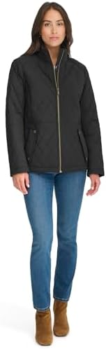 Tommy Hilfiger womens Brass Hardware Transitional Barn Jacket Quilted Coat