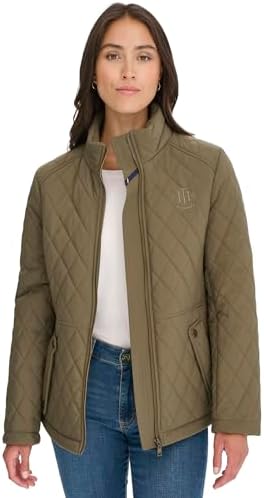 Tommy Hilfiger womens Brass Hardware Transitional Barn Jacket Quilted Coat