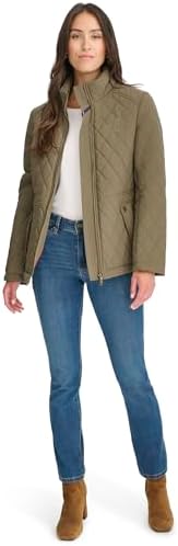 Tommy Hilfiger womens Brass Hardware Transitional Barn Jacket Quilted Coat