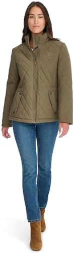 Tommy Hilfiger womens Brass Hardware Transitional Barn Jacket Quilted Coat