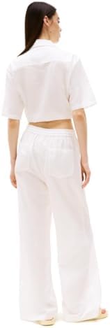 Tommy Jeans Womens Crop Linen Shirt with Front Tie Detail