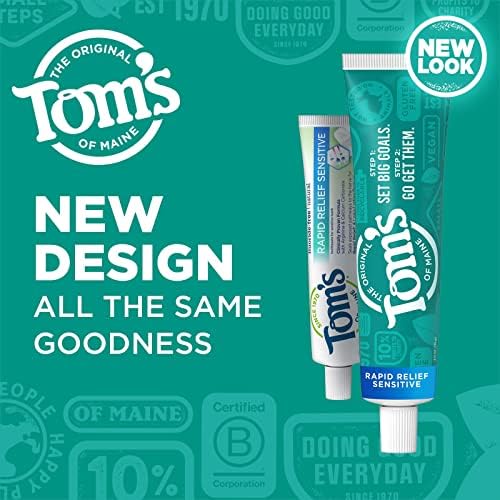 Toms of Maine Fluoride Free Rapid Relief Sensitive Toothpaste  Fresh Mint  4 oz  3 Pack  Packaging May Vary 