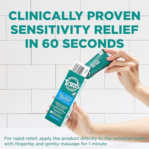 Toms of Maine Fluoride Free Rapid Relief Sensitive Toothpaste  Fresh Mint  4 oz  3 Pack  Packaging May Vary 