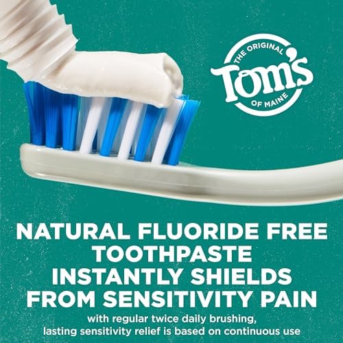 Toms of Maine Fluoride Free Rapid Relief Sensitive Toothpaste  Fresh Mint  4 oz  3 Pack  Packaging May Vary 