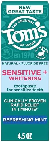 Toms of Maine Fluoride Free Rapid Relief Sensitive Toothpaste  Fresh Mint  4 oz  3 Pack  Packaging May Vary 
