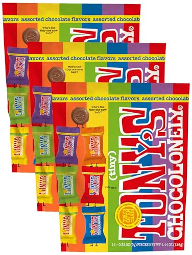 Tony s Chocolonely Assorted Chocolate Candy Pieces  Belgian Milk & Dark Chocolate  Caramel Sea Salt  Almond Sea Salt  Honey Almond Nougat  Pretzel Toffee  Quality Fairtrade Cocoa  36 Count  11 28 Oz