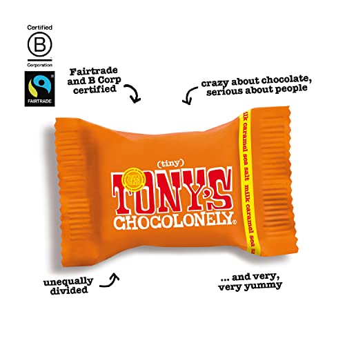 Tony s Chocolonely Assorted Chocolate Candy Pieces  Belgian Milk & Dark Chocolate  Caramel Sea Salt  Almond Sea Salt  Honey Almond Nougat  Pretzel Toffee  Quality Fairtrade Cocoa  36 Count  11 28 Oz
