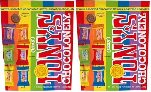 Tony s Chocolonely Assorted Chocolate Candy Pieces  Belgian Milk & Dark Chocolate  Caramel Sea Salt  Almond Sea Salt  Honey Almond Nougat  Pretzel Toffee  Quality Fairtrade Cocoa  36 Count  11 28 Oz