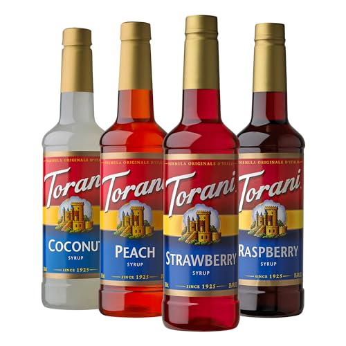 Torani Variety Pack Caramel  French Vanilla  Vanilla & Hazelnut  25 4 Ounces  Pack of 4