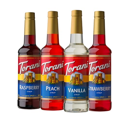 Torani Variety Pack Caramel  French Vanilla  Vanilla & Hazelnut  25 4 Ounces  Pack of 4