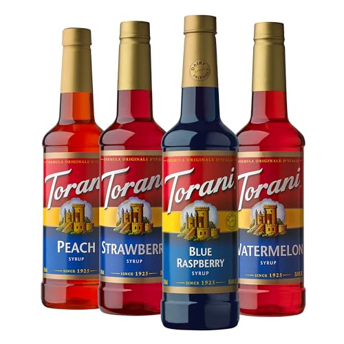 Torani Variety Pack Caramel  French Vanilla  Vanilla & Hazelnut  25 4 Ounces  Pack of 4