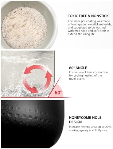 Toshiba Rice Cooker 6 Cup Uncooked   Japanese Rice Cooker with Fuzzy Logic Technology  7 Cooking Functions  Digital Display  2 Delay Timers and Auto Keep Warm  Non Stick Inner Pot  White