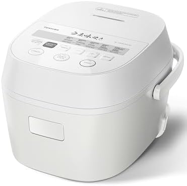 Toshiba Rice Cooker 6 Cup Uncooked   Japanese Rice Cooker with Fuzzy Logic Technology  7 Cooking Functions  Digital Display  2 Delay Timers and Auto Keep Warm  Non Stick Inner Pot  White