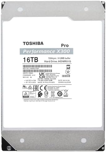 Toshiba X300 12TB Performance & Gaming 3 5 Inch Internal Hard Drive   CMR SATA 6 GB/s 7200 RPM 512 MB Cache   HDWR51CXZSTA