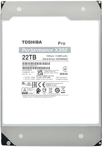 Toshiba X300 12TB Performance & Gaming 3 5 Inch Internal Hard Drive   CMR SATA 6 GB/s 7200 RPM 512 MB Cache   HDWR51CXZSTA