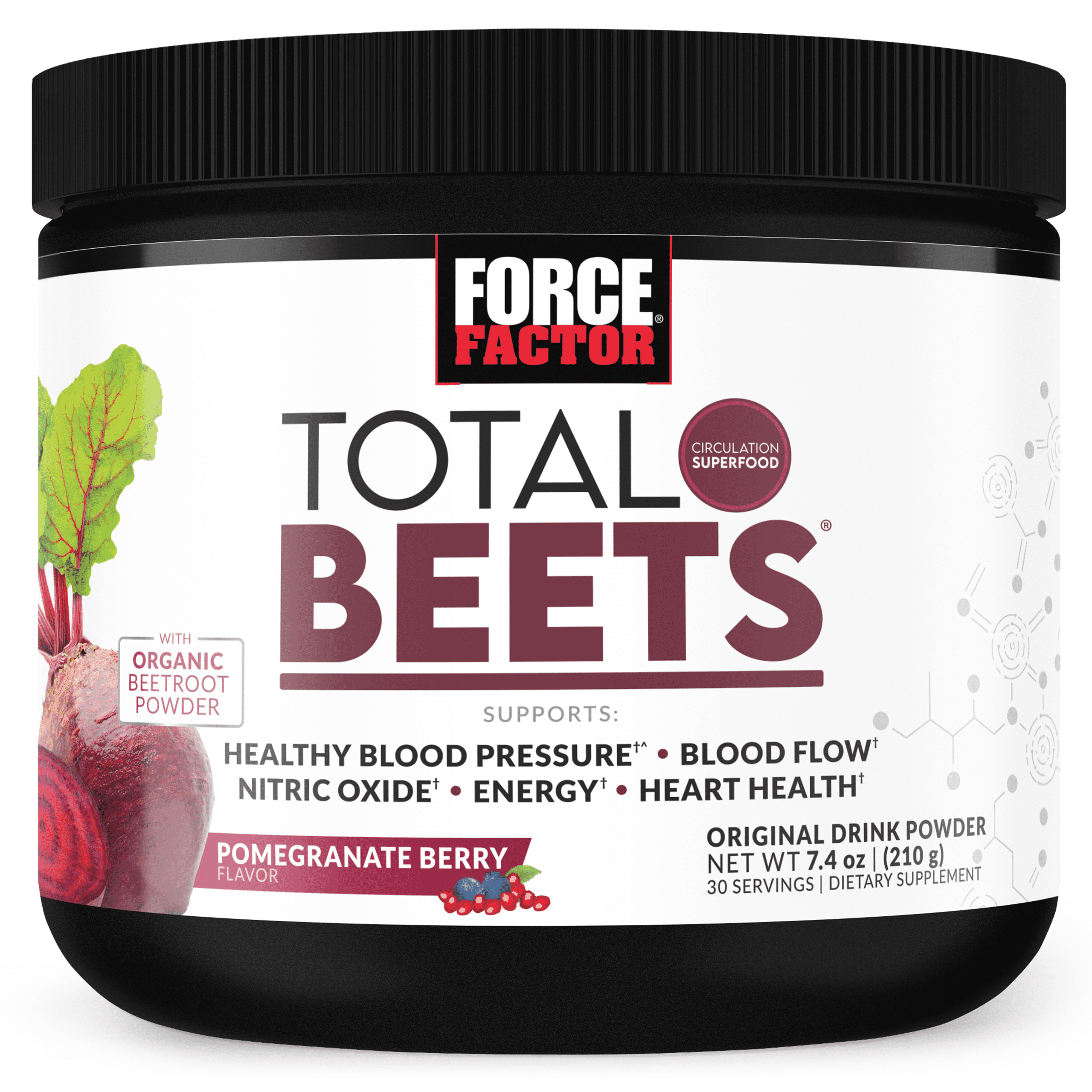 Total Beets , Suplemento de Mezcla de Jugo de Remolacha en Polvo, 30 Porciones, de Force Factor
