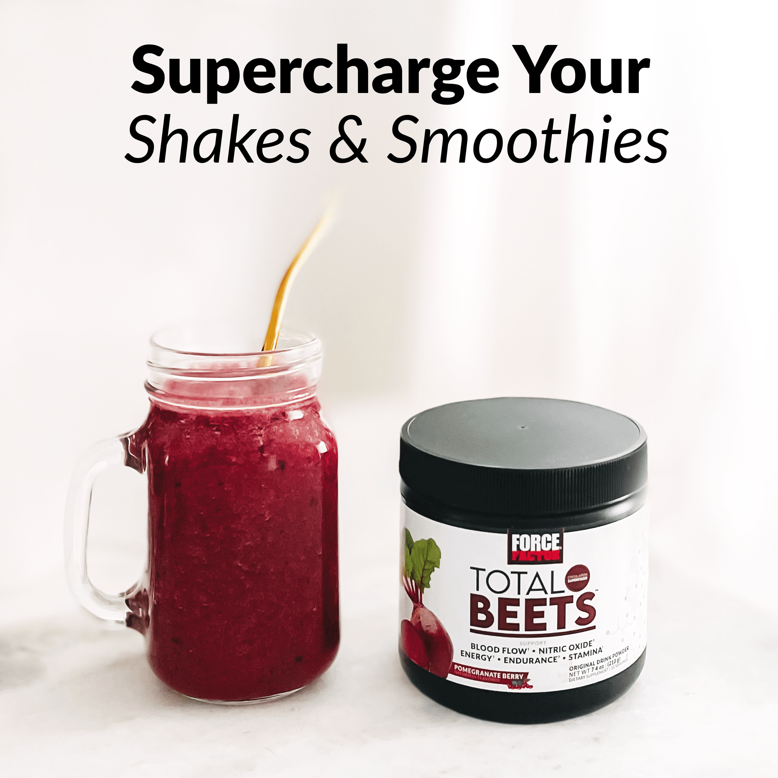 Total Beets , Suplemento de Mezcla de Jugo de Remolacha en Polvo, 30 Porciones, de Force Factor